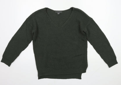 Primark Womens Green V-Neck  Acrylic Pullover Jumper Size XS