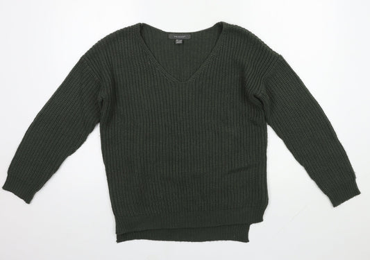 Primark Womens Green V-Neck  Acrylic Pullover Jumper Size XS
