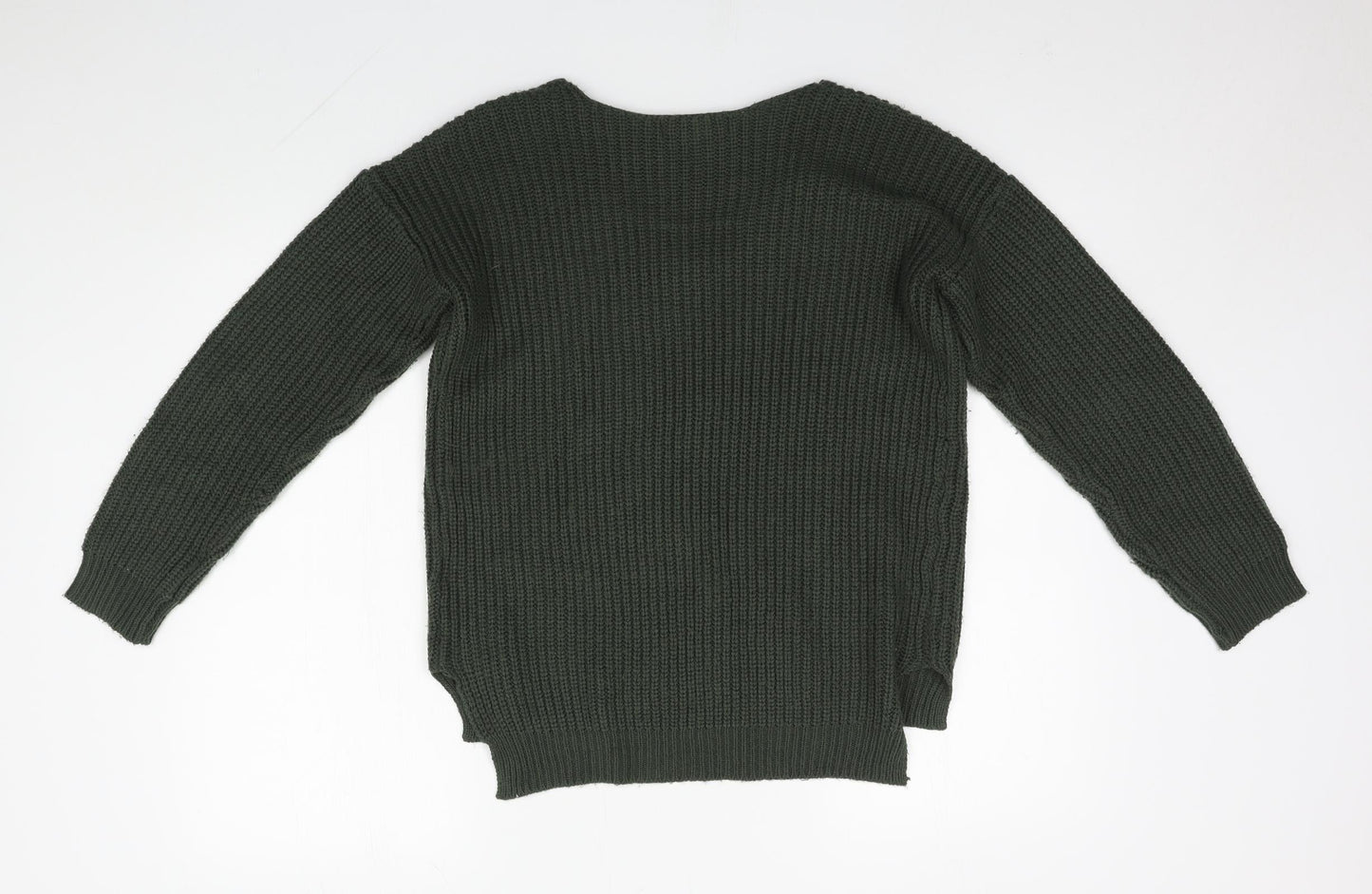 Primark Womens Green V-Neck  Acrylic Pullover Jumper Size XS