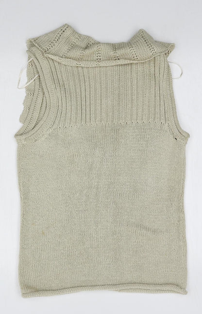 David Emanuel Womens Beige V-Neck  Acrylic Cardigan Jumper Size 12