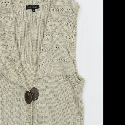 David Emanuel Womens Beige V-Neck  Acrylic Cardigan Jumper Size 12