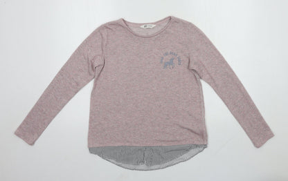 H&M Girls Pink Round Neck  Polyester Pullover Jumper Size 12-13 Years
