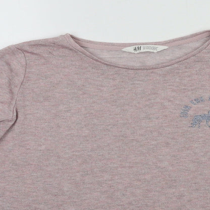 H&M Girls Pink Round Neck  Polyester Pullover Jumper Size 12-13 Years
