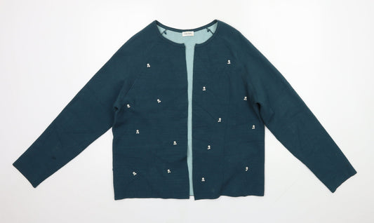 Gerry Weber Womens Green Round Neck  Viscose Cardigan Jumper Size 14