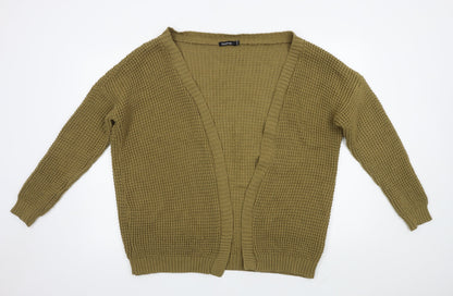 Boohoo Womens Brown V-Neck  Acrylic Cardigan Jumper Size S