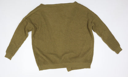 Boohoo Womens Brown V-Neck  Acrylic Cardigan Jumper Size S