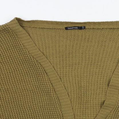 Boohoo Womens Brown V-Neck  Acrylic Cardigan Jumper Size S