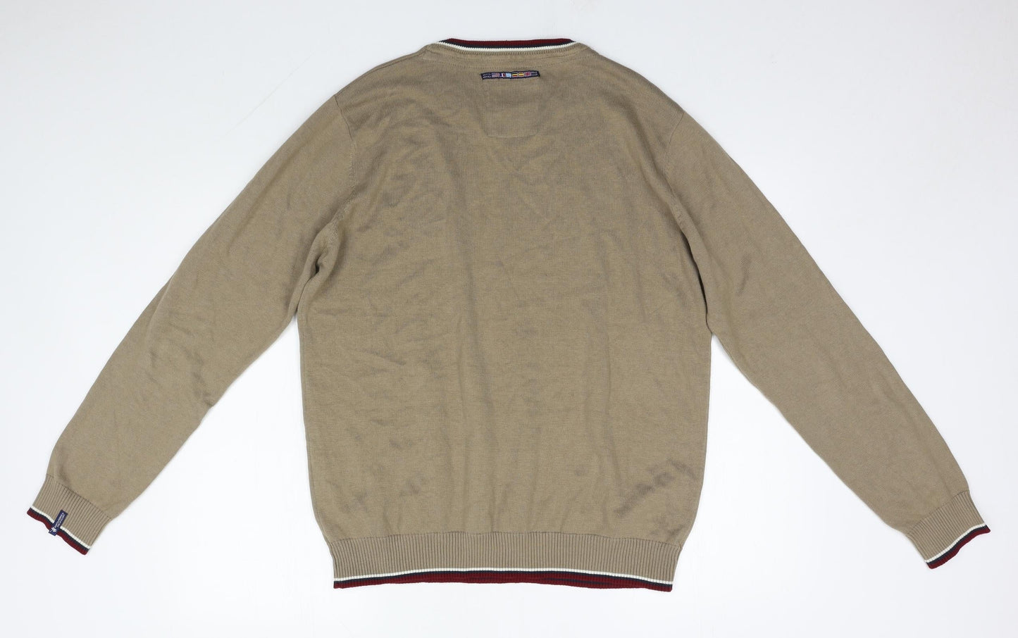 Santa Monica Mens Brown Round Neck  Cotton Pullover Jumper Size L
