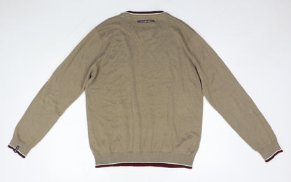 Santa Monica Mens Brown Round Neck  Cotton Pullover Jumper Size L