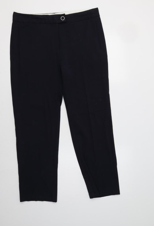 Womens UK Size 12 M&S Regular Fit Dress Pants Blue Trousers