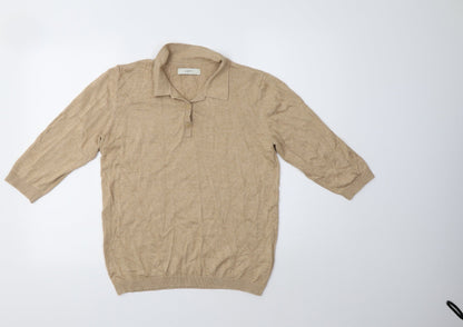 Additional front view of ADPT. women’s beige collared viscose jumper, size L