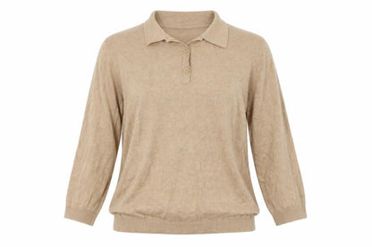 Front view of ADPT. women’s beige collared viscose jumper, size L