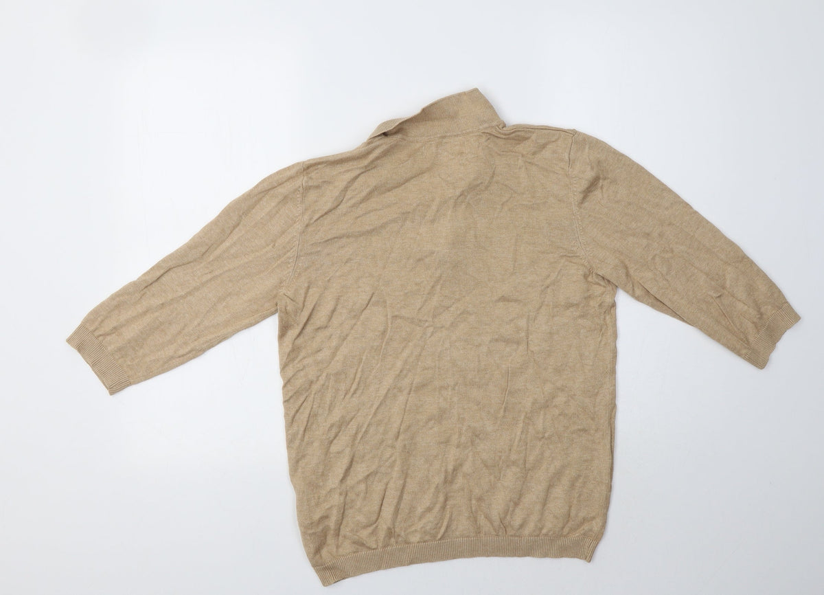 Back view of ADPT. women’s beige collared viscose jumper, size L