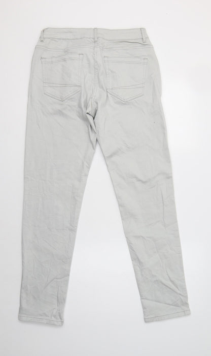 Upz Fashion Womens Grey  Cotton Straight Jeans Size 12 L31 in Regular