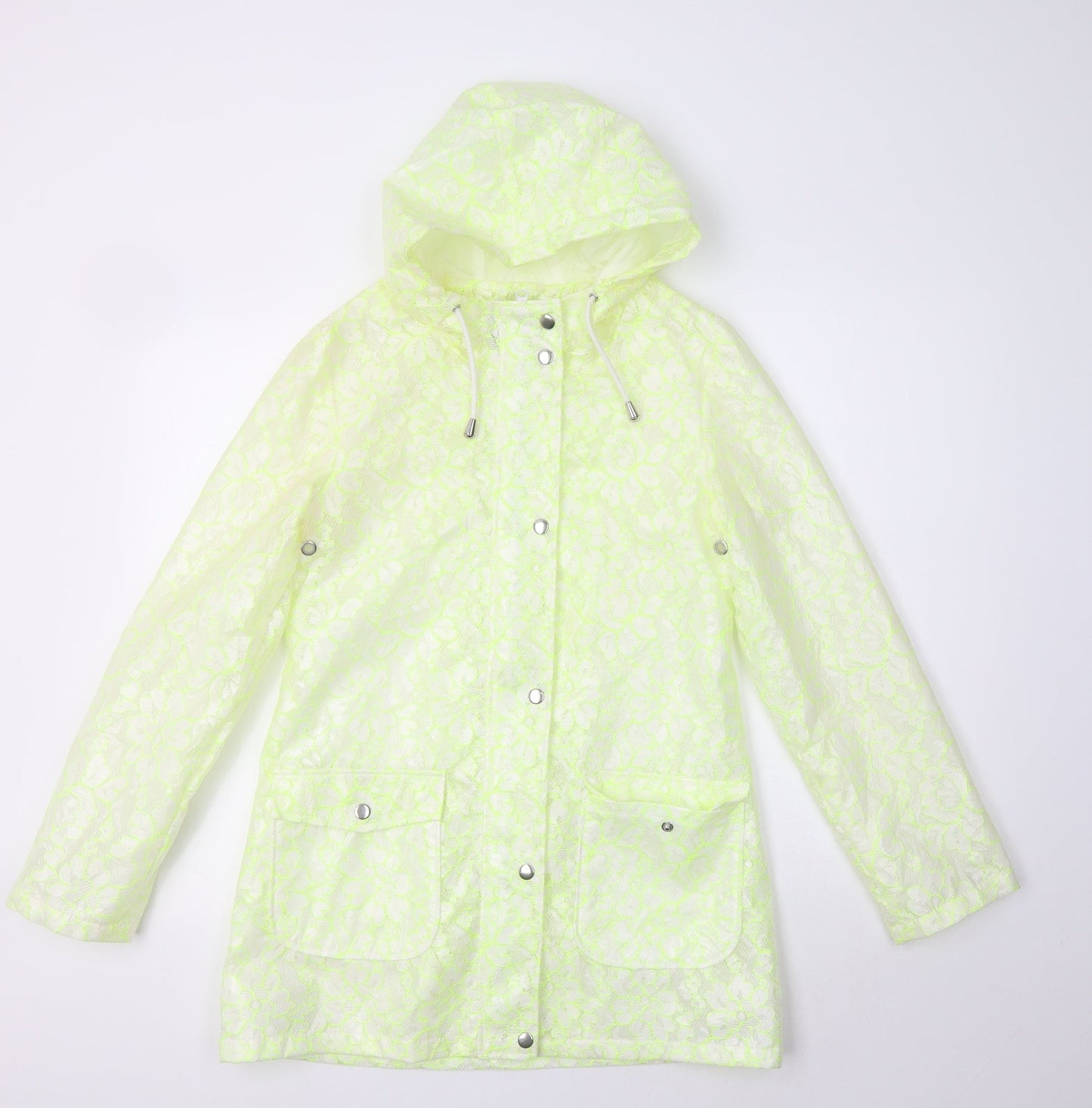 Primark Womens Green Floral  Rain Coat Coat Size 6