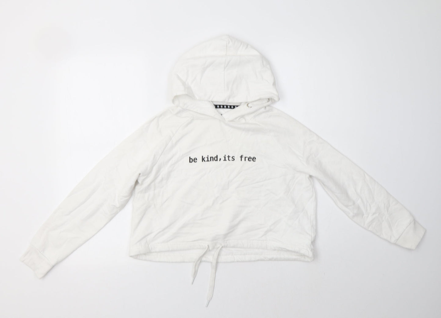 Jeff & Co Girls White  Cotton Pullover Hoodie Size 11-12 Years