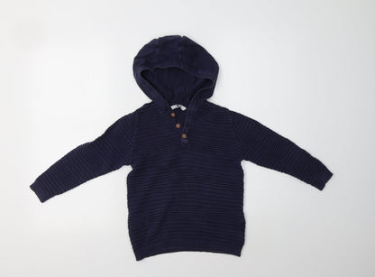 Very Boys Blue  Cotton Pullover Hoodie Size 7 Years
