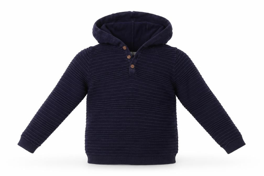 Front view of Very boys’ blue cotton pullover hoodie, size 7, years