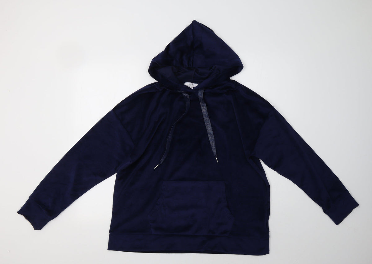 Additional front view of La marquise women’s blue polyester pullover hoodie, size M