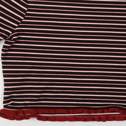 Primarkl Womens Black Striped Polyester Basic T-Shirt Size L Crew Neck