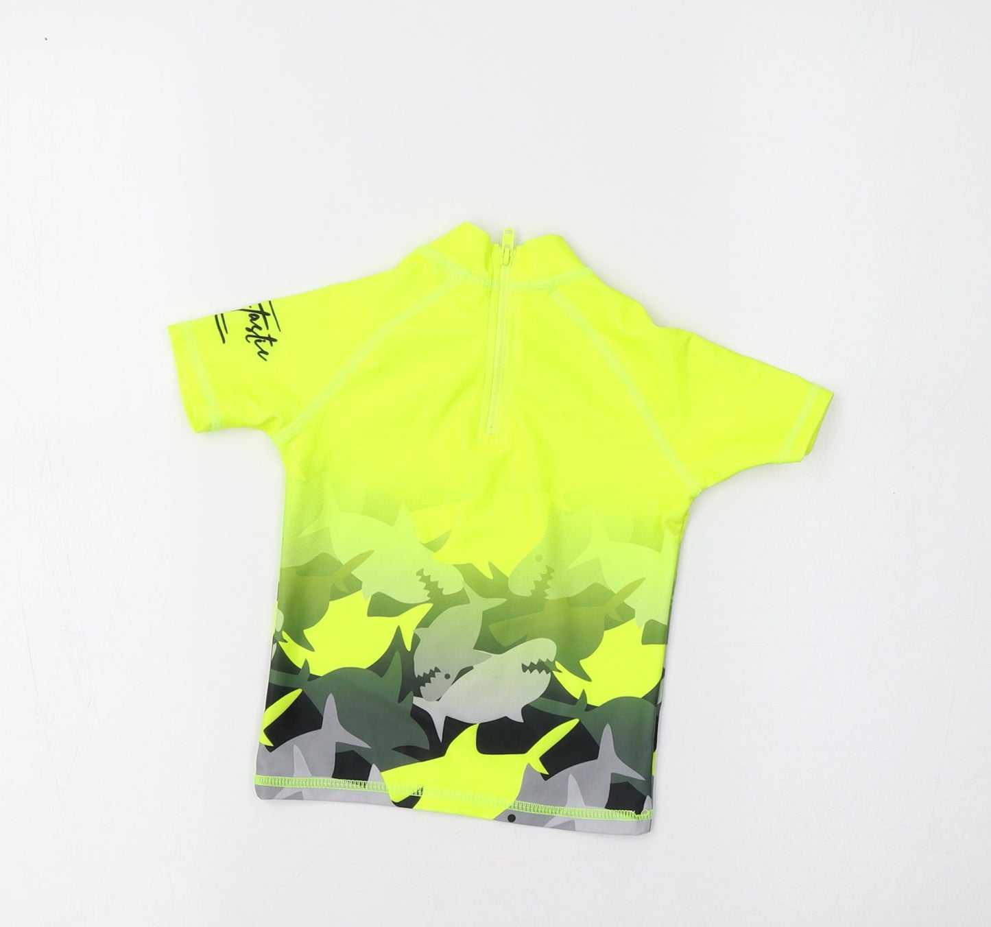 NEXT Baby Yellow  Polyester Jersey T-Shirt Size 6-9 Months Mock Neck  - Shark Print