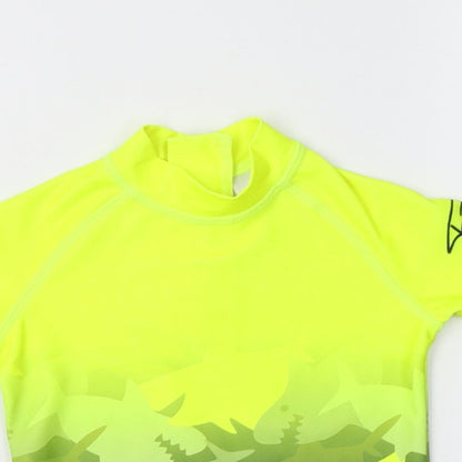 NEXT Baby Yellow  Polyester Jersey T-Shirt Size 6-9 Months Mock Neck  - Shark Print