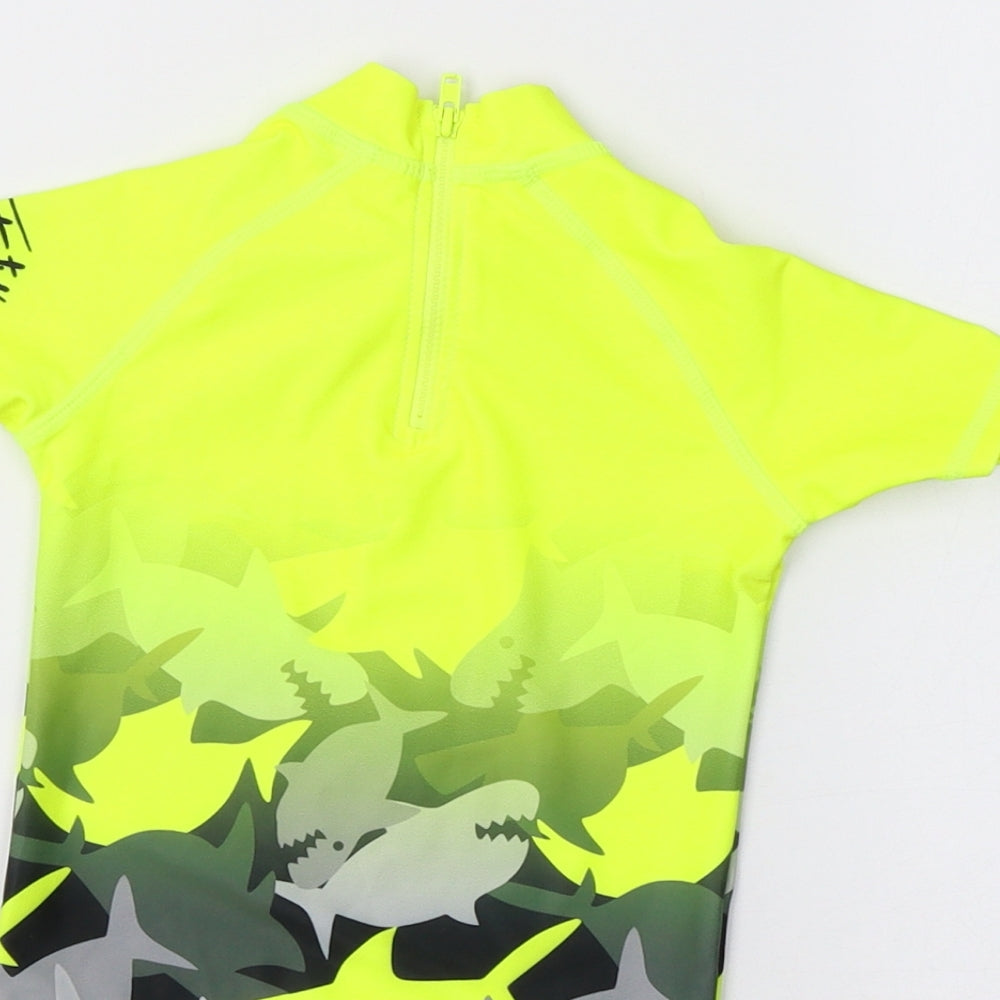NEXT Baby Yellow  Polyester Jersey T-Shirt Size 6-9 Months Mock Neck  - Shark Print