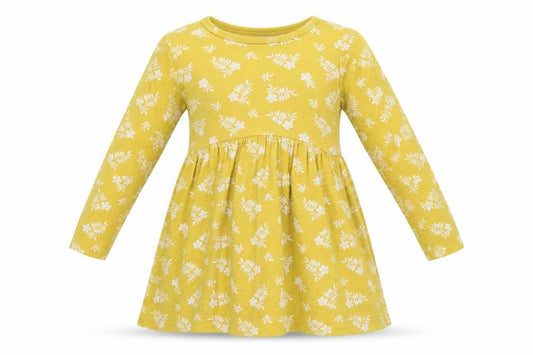 John Lewis Girls Orange Floral Viscose A-Line  Size 3 Years  Round Neck