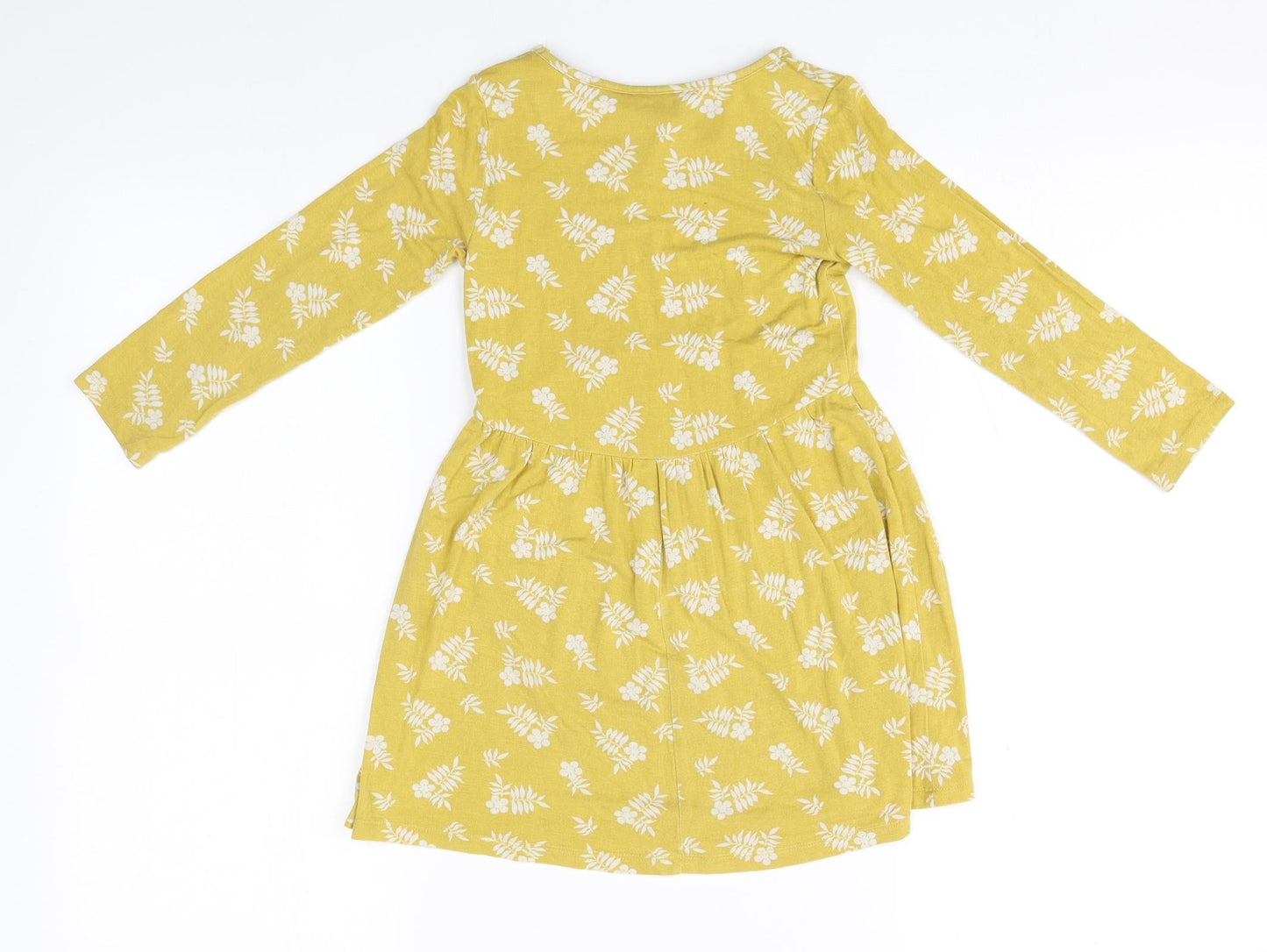 John Lewis Girls Orange Floral Viscose A-Line  Size 3 Years  Round Neck