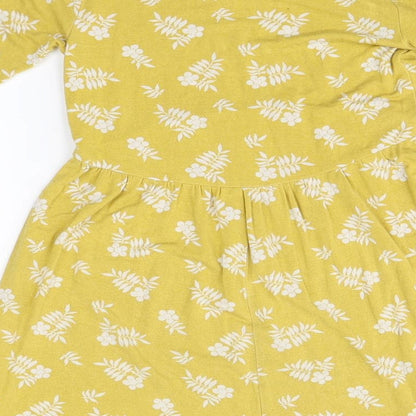 John Lewis Girls Orange Floral Viscose A-Line  Size 3 Years  Round Neck