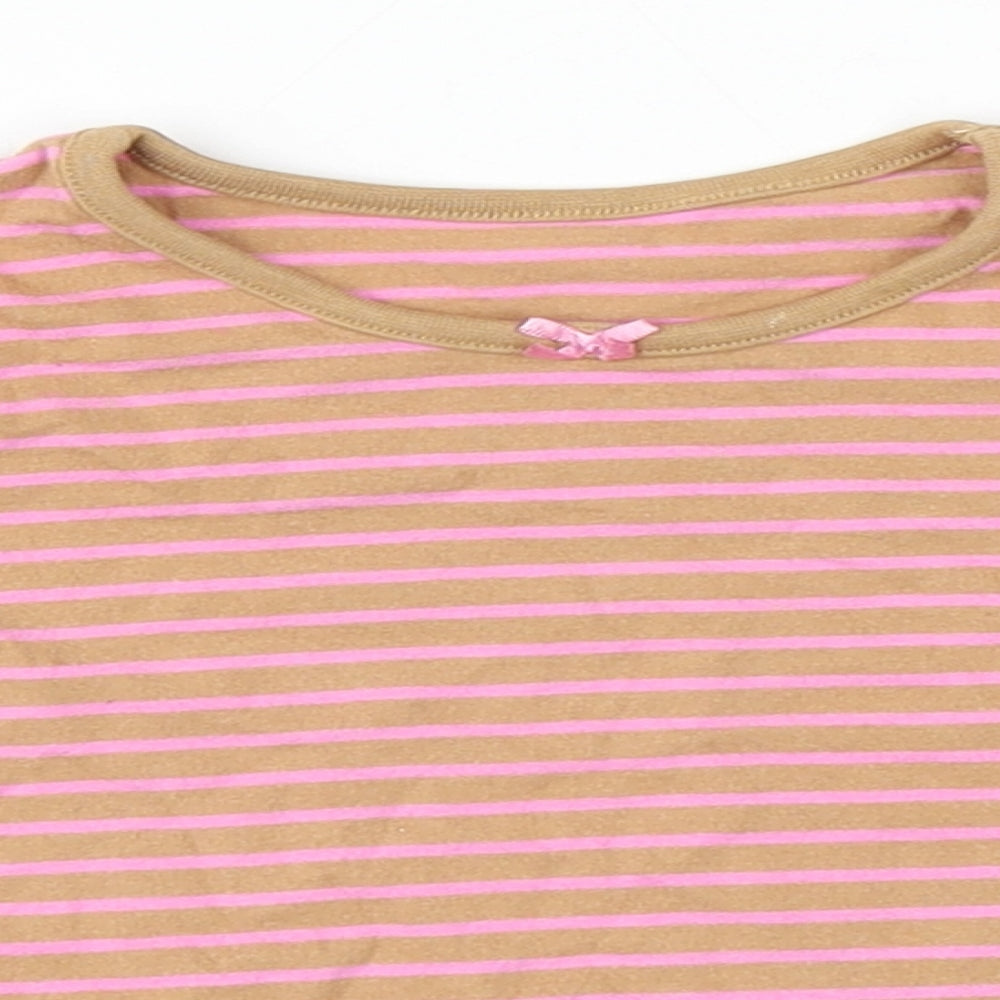 George Baby Green Striped Cotton Basic T-Shirt Size 9-12 Months Round Neck
