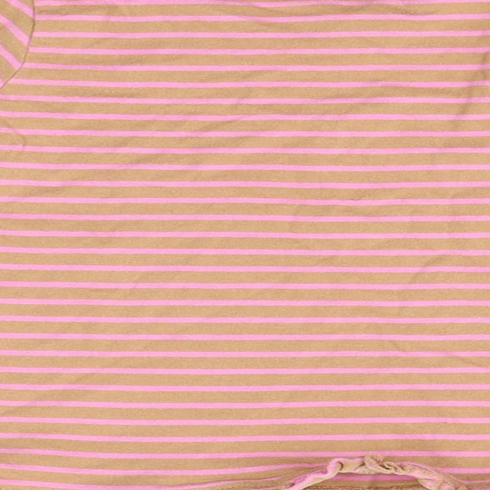 George Baby Green Striped Cotton Basic T-Shirt Size 9-12 Months Round Neck