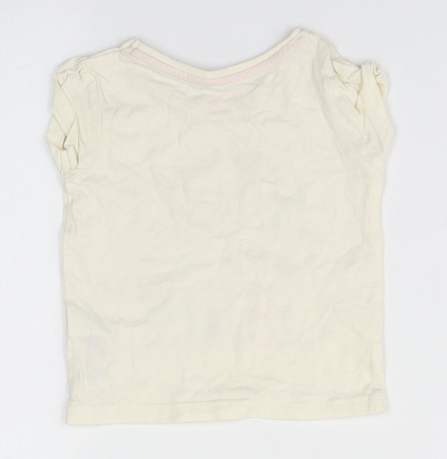 Primark Baby Ivory  Cotton Basic T-Shirt Size 9-12 Months Round Neck  - Happy as you can BEE