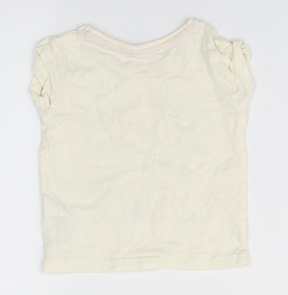 Primark Baby Ivory  Cotton Basic T-Shirt Size 9-12 Months Round Neck  - Happy as you can BEE