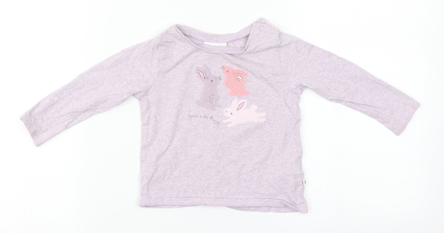 NEXT Baby Blue  Cotton Basic T-Shirt Size 9-12 Months Round Neck  - Bunnies
