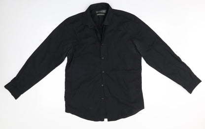 Primark Mens Black  Polyester  Button-Up Size 16 Collared