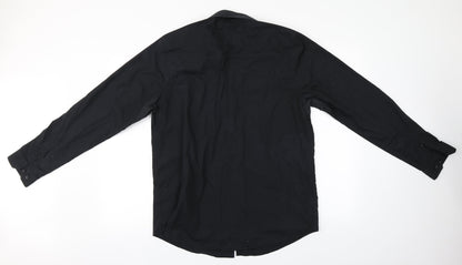 Primark Mens Black  Polyester  Button-Up Size 16 Collared