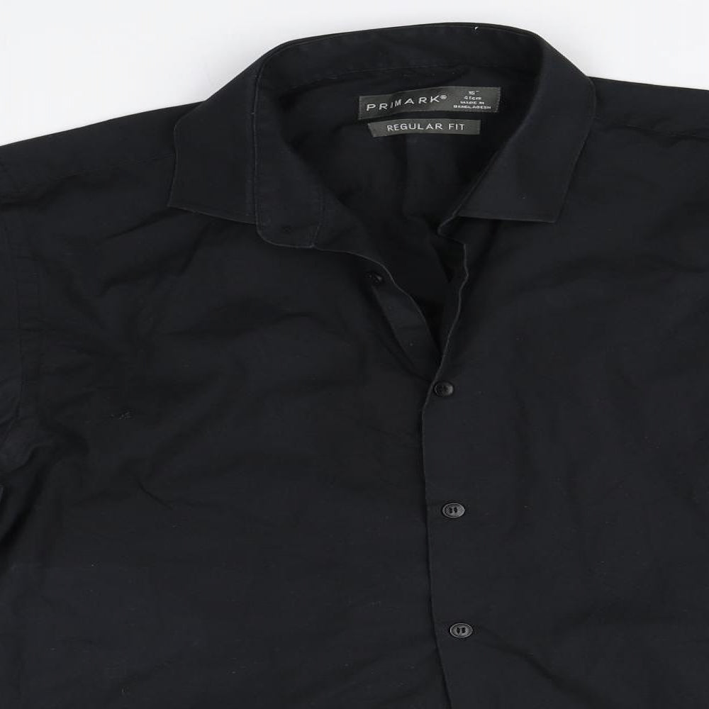 Primark Mens Black  Polyester  Button-Up Size 16 Collared