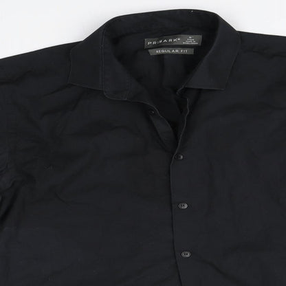 Primark Mens Black  Polyester  Button-Up Size 16 Collared