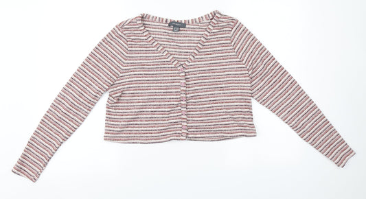 Primark Womens Multicoloured V-Neck Striped Polyester Cardigan Jumper Size 14