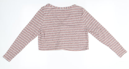 Primark Womens Multicoloured V-Neck Striped Polyester Cardigan Jumper Size 14