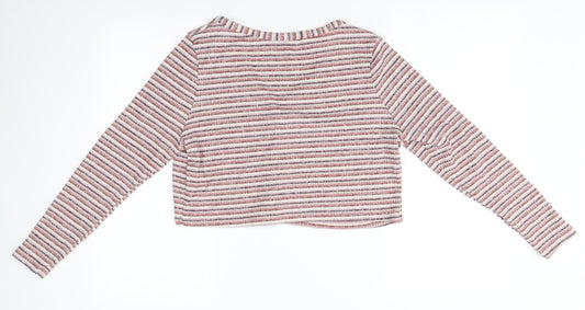 Primark Womens Multicoloured V-Neck Striped Polyester Cardigan Jumper Size 14