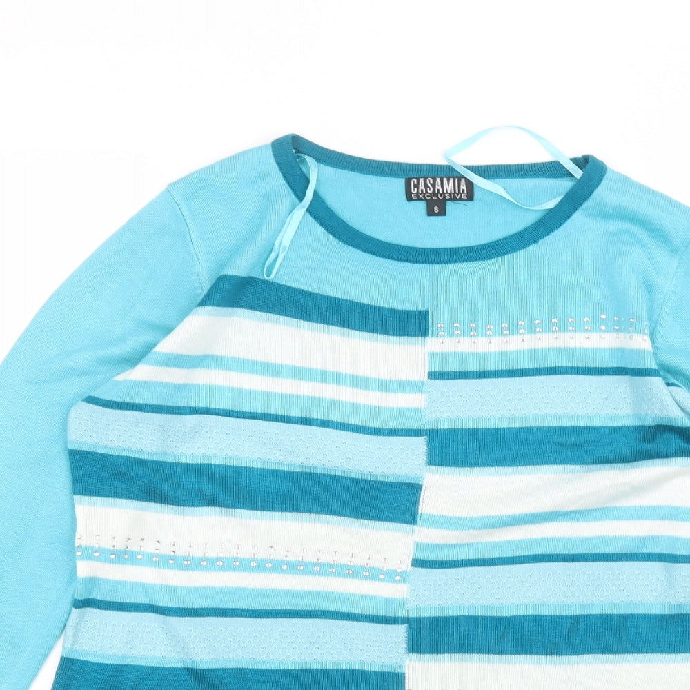 Womens UK Size S casamia Blue Basic T-Shirt