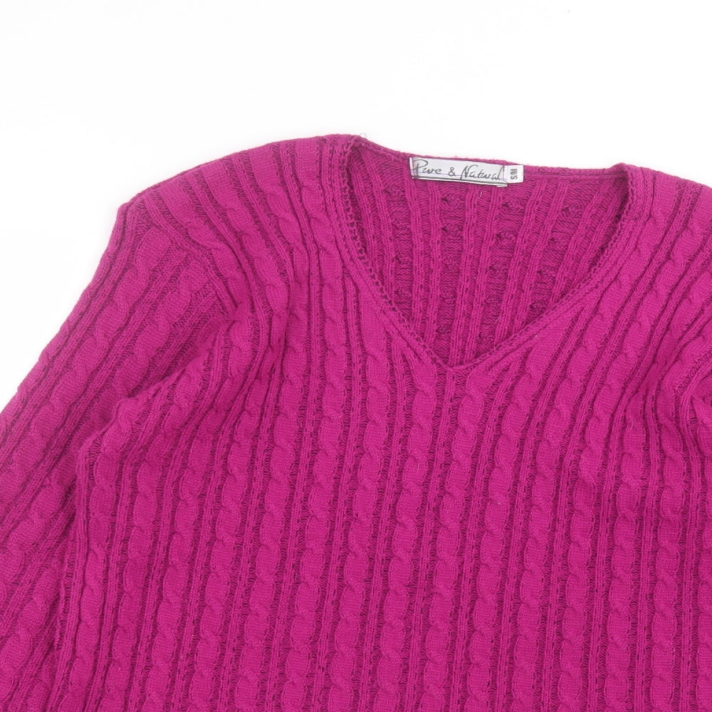 Womens UK Size S pure & natural Purple Pullover Jumper