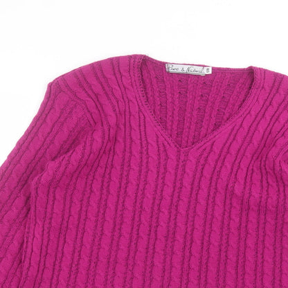 Womens UK Size S pure & natural Purple Pullover Jumper