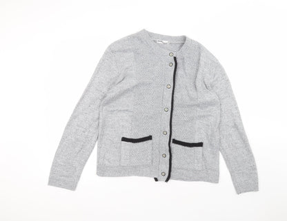 Womens UK Size S hand to hand Grey Cardigan Jumper