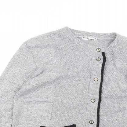 Womens UK Size S hand to hand Grey Cardigan Jumper