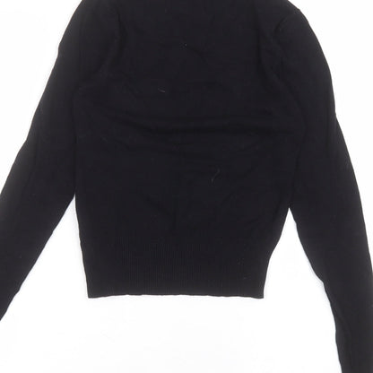 New Look Womens Black  Viscose Basic T-Shirt Size 8 Round Neck