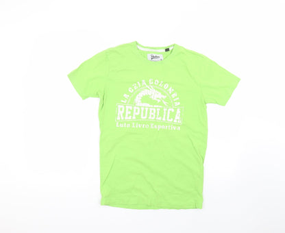 Petrolium Womens Green  Cotton Basic T-Shirt Size S Round Neck