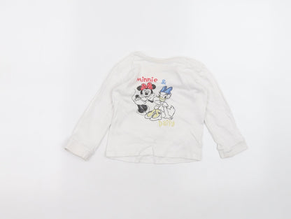 George Baby White  Cotton Basic T-Shirt Size 12-18 Months Round Neck  - disney